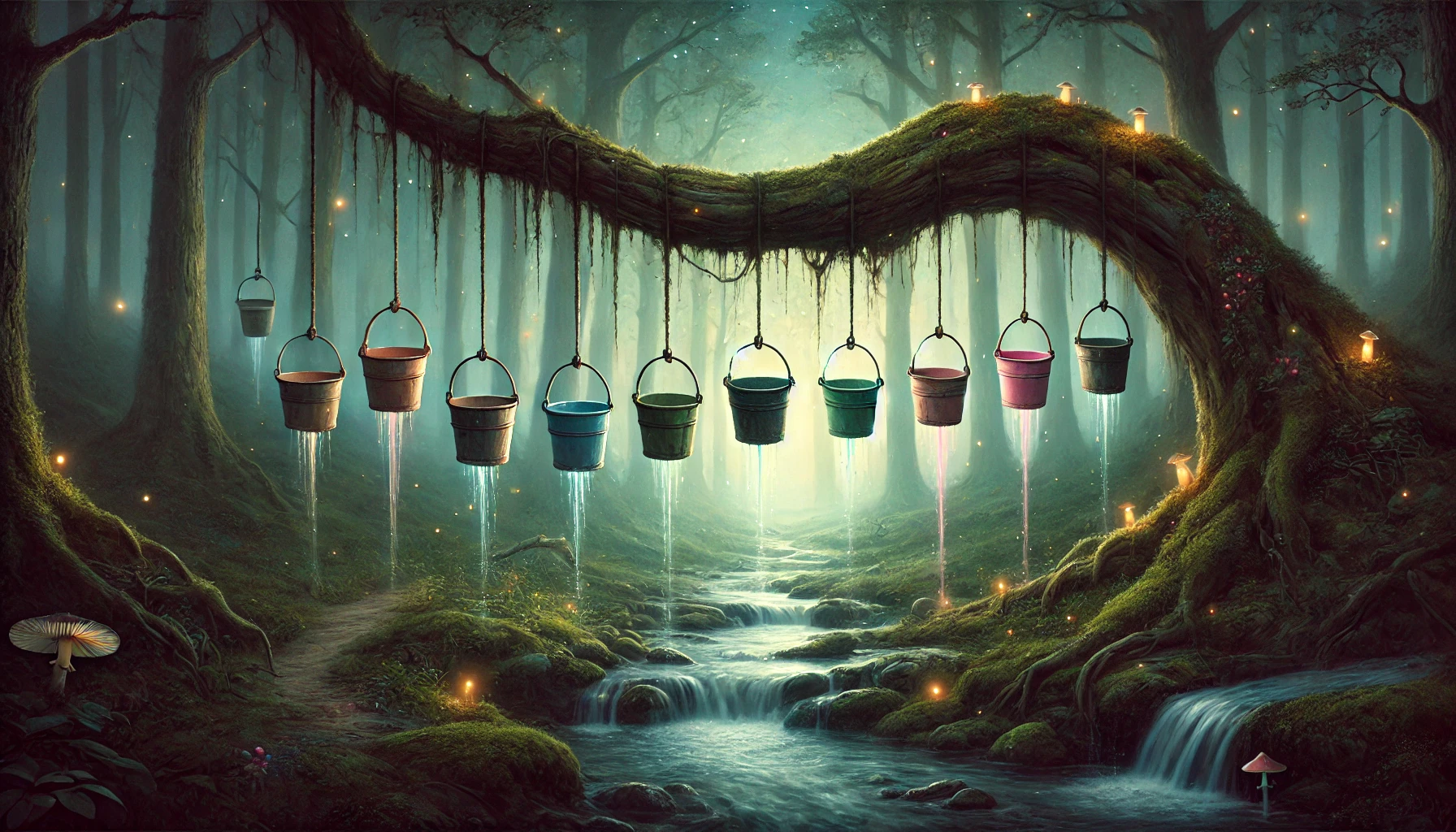 I often hold this vision in my mind of buckets with small holes in them, hanging up in a tree.